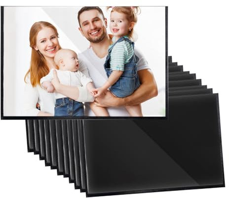 FerraDrend 12 Pezzi Cornice Magnetica per Frigorifero Portafoto 4 x 6 Polici Cornici Magnetiche, Nero Cornice Magnetica Portafoto Calamita con Foto per Frigorifero e Superfici Metalliche