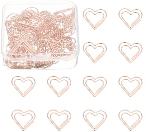 PATIKIL 50 Pcs Trombones En Forme De Coeur Electroplacage Rose Gold | Petits Pinces Métalliques Mignonnes Pour Fournitures De Bureau Bricolage Album dossiers Classement