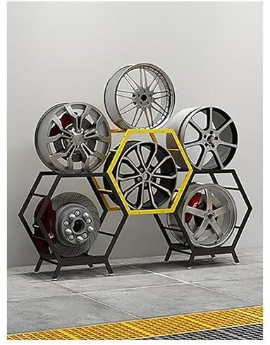 Generico Espositore for Cerchi esagonali, Porta Pneumatici in Acciaio for concessionarie e Showroom, Supporto for Cerchi in Lega Multipli (Design Esagonale)(3 Frames 2 Bottoms)