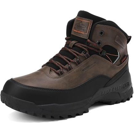 AX BOXING Stivaletti Uomo Scarpe da Trekking Scarponcini Invernali Stivali da Neve Escursionismo Montagna Antiscivolo Nero Marrone 44