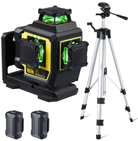 Firecore Nivel láser, Nivel Laser Autonivelante 3x360 con trípode, Alta Precisión ±2 mm/10 m, Láser Level Verde con Batería de Litio 8000 mAh, Ideal para Obra de Construcción y Renovación