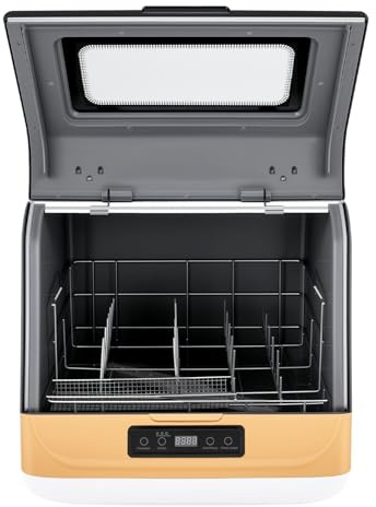 DWS-T05 Lavastoviglie da Tavolo Compatta 4-6 Coperti (800W), 3 Programmi di Lavaggio + Funzione Asciugatura Antibatterica, Senza Installazione Fissa, Ideale per Camper, Monolocali e Piccole Cucine