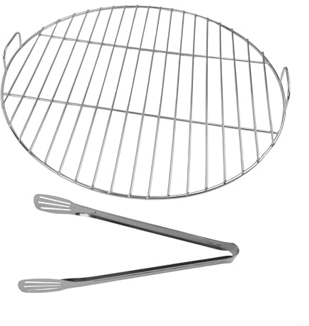 HOHOVYVY Griglia rotonda in acciaio inox con manico, adatta per barbecue a sfera Weber 7432 e 57 cm, ricambio per barbecue a carbonella con caldaia da 57 a 60 cm (55 cm)