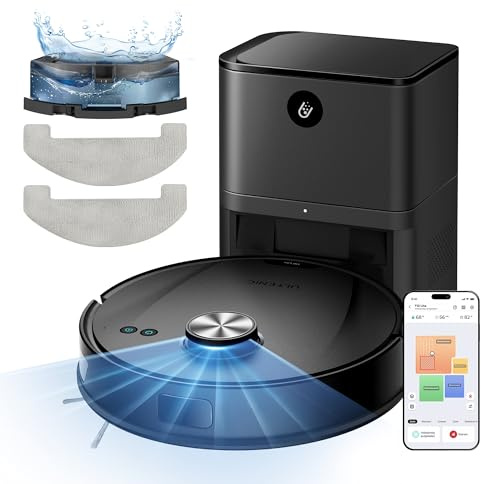 Ultenic Robot Vacuum Cleaner with Mop, Powerful 8000Pa/180 Mins Self-Emptying Robot Vacuum, LiDAR Navigation, Robotic Vacuum for Pet Hair, Carpet, Hard Floor