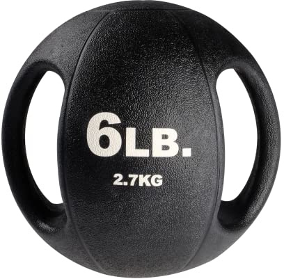 Body-Solid Heavy-Duty Exercise Medicine Balls with Dual Handles (BSTDMB6), Durable Non Slip Rubber Grip Medicine Ball for Weights Training, Weightlifting & Core Workouts, Black, 6lb Weight