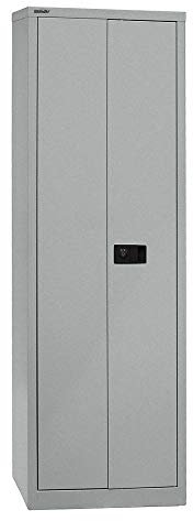BISLEY Flügeltürenschrank Universal, 4 Fachböden, 5 OH, B 600 mm, Metall, 355 Silber, 40 x 60 x 195 cm