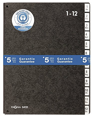 Pagna Pultordner Classic (Pultmappe, 12 Fächer , 1-12/Jan-Dez, schwarz, 4)
