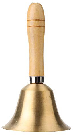 8 cm Suena Fuerte y Claro Campanilla de Mano con Mango de Madera de diseño clásico para Juguete Escolar percusión Campana de Mano 10 cm
