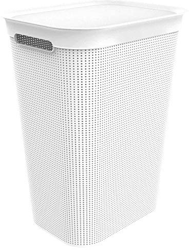 Rotho Brisen Wäschesammler 50l mit Deckel und 2 Griffen, Kunststoff, weiss