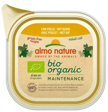 almo nature Bio Organic Maintenance nass für Katzen - mit Huhn 85 g x 19 stück, 1.62 kg
