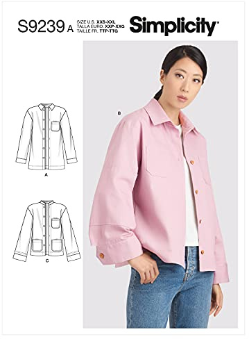 Simplicity S9239 Women's Button-Up Jacket Sewing Pattern, Sizes XXS-XXL