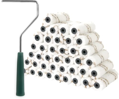 Mister Rui Microfiber Paint Roller Covers 4 Inch, 40 Pack Small Paint Roller Covers with Roller Frame Kit, Mini Paint Rollers for Painting Walls, Paint Supplies for House Painting