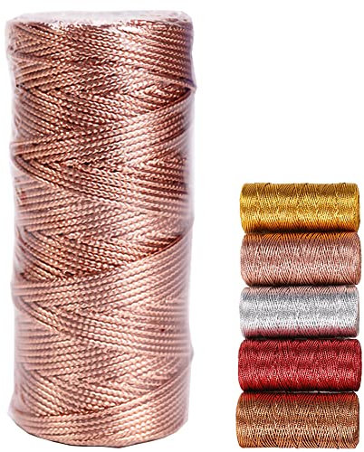 Goldkordel Metallic Kordel Goldfaden Zum Basteln 100M Goldschnur 1.5 mm Breit für DIY Kunsthandwerk Schmuckschnur oder Geschenkverpackungen Weihnachtsschnur 1 Rolle (Rosegold)
