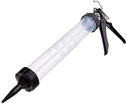 sourcing map Pistola de calafateo manual de salchicha, tubo sellador ABS aplicador de calafateo 600ml/20 oz, relación de empuje 12:1 con boquillas de conos, translúcido