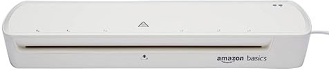 Amazon Basics Thermo-Laminiergerät, DIN A3-Format, inklusive 20 x Laminierhüllen, Weiß