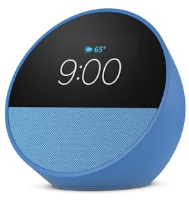 Amazon Echo Spot (newest model), Great for nightstands, offices and kitchens, Smart alarm clock, Designed for Alexa+, Ocean Blue