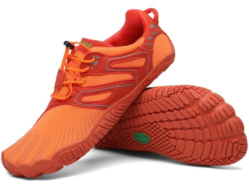 SAGUARO Vitality IV - Barfußschuhe Herren Barfussschuhe Damen Zehenschuhe Barfuß Fitnessschuhe Leicht Straßenlaufschuhe Minimalschuhe Barefoot Shoes Raumfahrt Orange,Gr.42