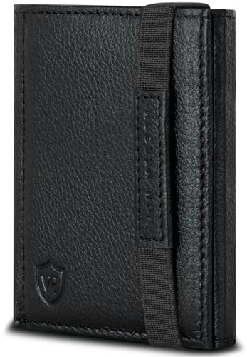 VON HEESEN Slim Wallet mit XL Münzfach & RFID-Schutz - Mini Geldbörse Herren & Damen - Kartenetui Kreditkartenetui - Portmonee Geldbeutel Portemonnaie klein Schwarz