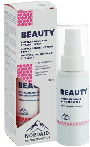 Biotine, Sélénium & Vitamine C Spray - Alternative aux gélules et aux gouttes - Biotine 500 μg, Sélénium 200 μg, Vitamine C 200 mg - Biotine Cheveux Pousse Rapide - Biotine Zinc Selenium - Nordaid