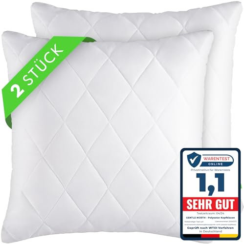 Gentle North Kopfkissen (30x30 cm groß) - 2er Set Kissen für Bett und als Dekokissen - Mit Reißverschluss für Füllung - Sofakissen - Zierkissen für Couch und Sofa - Ökotex - Waschbar bis 60° - Weiß