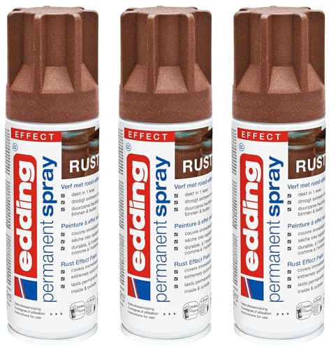 EDDING Lot de 3 Sprays Peinture Permanent 5200 Effet Rouille Mat