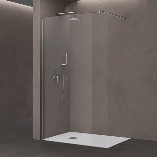 doporro Luxus Duschwand für Dusche Duschabtrennung 90x200cm Walk-In Dusche 8mm ESG-Sicherheitsglas Klarglas inkl. Nanobeschichtung Bremen01K