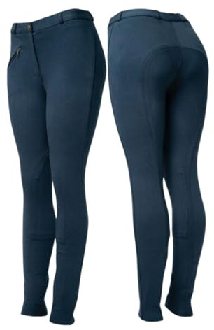 Pantalons Jodhpurs Jodphurs Jods de Base pour Femmes - Pantalons d'Équitation Équestre, bleu marine, 42
