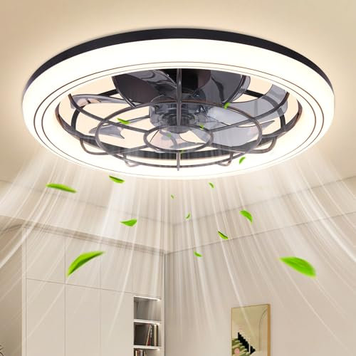 Ventilateur Plafond avec Lumiere,49CM Ventilateur Silencieux Plafond,Ventilateurs de Plafon𝐝 avec télécommande et APP, Dimmable Ventilateurs de Plafon𝐝 ave𝗰 6 Vitesses,Réversible,3 Couleurs