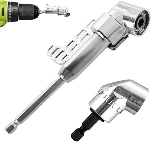 HELION 2Pcs 105 Degree Right Angle Drill Attachment, 105 Degree 1/4 Right Angle Drill Adapter, RightAngle Drills Driver in Different Lengths 90 Degree RightAngle Drills Adapter for Power Dr Ill Tool