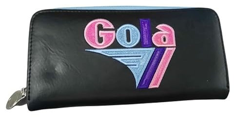 Generico Große Damen Geldbörse aus Kunstleder, 18,8 x 10,5 cm, 13 Kartenfächer, schwarz mit Gola Logo, Schwarz , 18,8 X 10,5 Centimetri, Modern