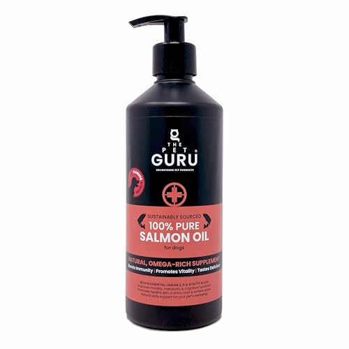 Pet Guru ren skotsk laxolja för hundar, 100 % naturlig, Omega 3,6,9 fettsyror, glansig rock, stöder leder, hjärta och hjärnhälsa, klåda och flagnande hudavlastning, premiumtillskott, 500 ml