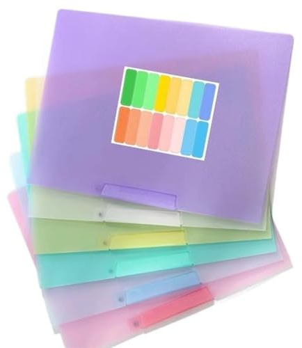 Lot de 6 pochettes de présentation avec pince rotative latérale ouverte pour la gestion de documents, dossiers portables pour bureau