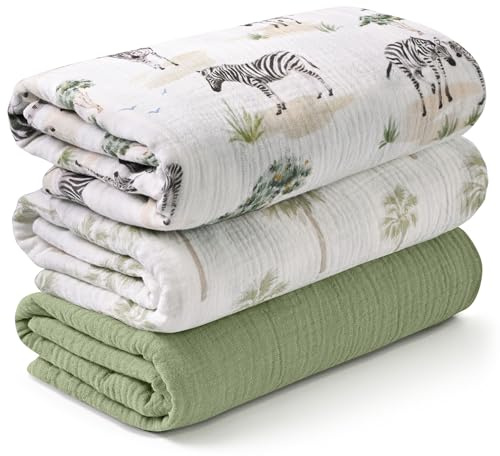 Soarwg Kids Set di 3 panni in molton per neonati – design Safari fluttuanti per neonati, 95 x 100 cm
