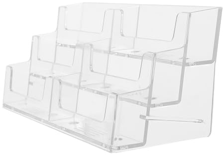 SOIMISS Espositore per Biglietti da Visita Trasparente in Plastica con 6 Scomparti Orizzontali Porta Biglietti da Visita da Tavolo Stabile Antiscivolo per Ufficio e Reception