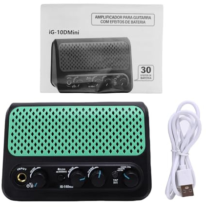 Eminchu Mini Amplificatore per Chitarra Altoparlante Wireless con Effetti Overdrive Puliti e Riverbero per Sessioni di Chitarra Elettrica Nero 10W