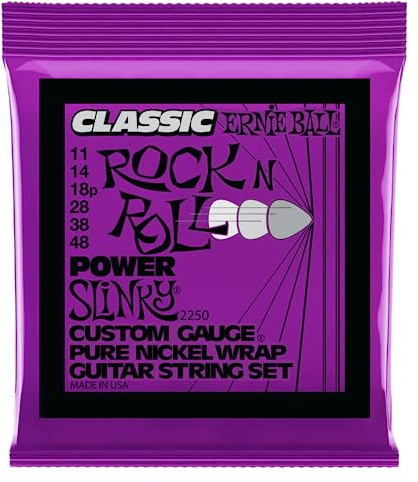 Ernie Ball, Power Slinky Classic Rock n Roll, Corde per chitarra elettrica avvolte in puro nichel, diametro 11-48