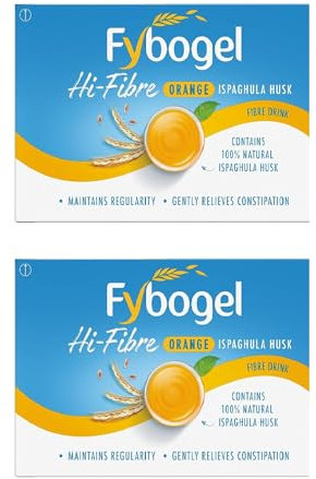 Fybogel Orange Fiber Supplement Sachets, 60 Count - Natural Digestive Support, Gentle Relief, Easy Mix Powder, Daily Use, Convenient Packets for Regularity, Healthier Lifestyle