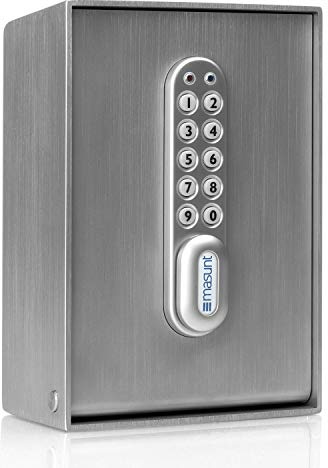 masunt coffre-fort à clés 2120 E Code | attribution innovante de code en ligne à distance | coffre-fort électronique en acier inoxydable V2A massif | sécurité maximale | argent