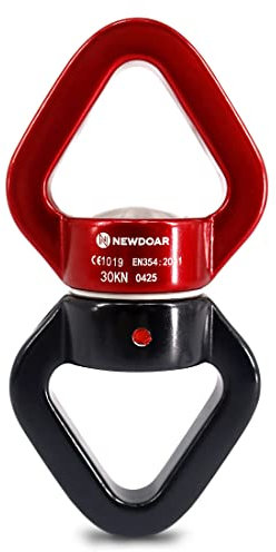 NewDoar Swing Swivel, 30KN Rotator Swing Spinner Micro Swivel Device für Swing Aerial Dance/Yoga/Schaukel/hängende Hängematte/Klettern Baumpfleger (Rot Schwarz)