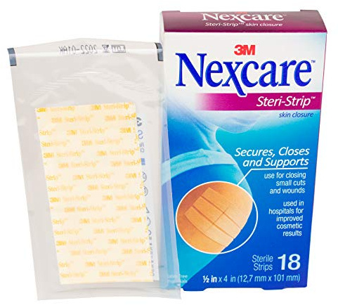 3M - 9833 Steri-Strip Reinforced Adhesive Skin Closures, 1/2 x 4, Box of 18