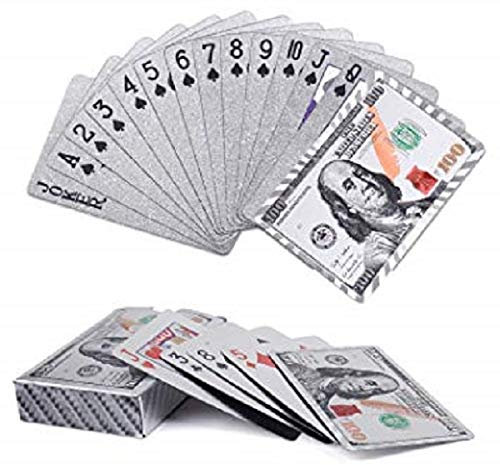 Mr. Gadget solutions® Dollar Silver Playing Cards Silver Plated Game Poker Gift