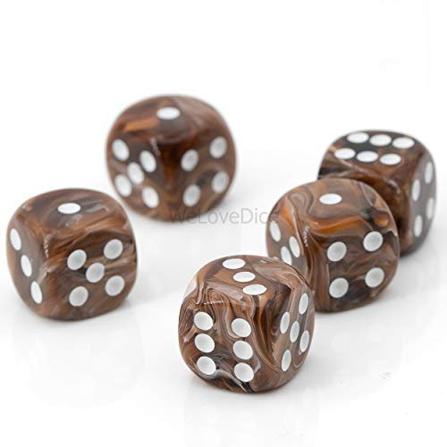 W6 Würfel braun/weiß - Made in Germany! - 5Stk