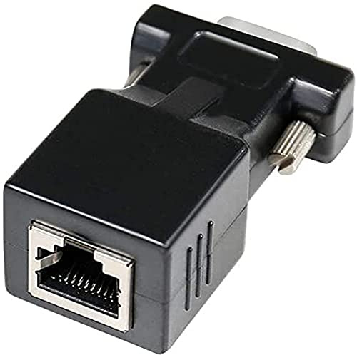 DTECH DB9 RS232 to RJ45 Serial Adapter S232 Male to RJ-45 CAT5 CAT6 Female Ethernet Converter Compatible with Standard 9 Pin RS-232 Devices