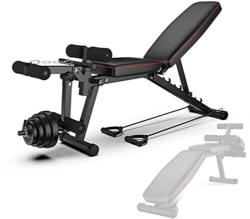 YYGG Bancos de Pesas, Banco Multifuncional, Banco de Adominales Profesional con Respaldo Ajustable/Fijación de Piernas, Gimnasio en Casa, Carga Máxima 200 Kg