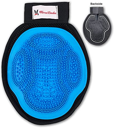 Warren London 2in1 Grooming Glove for Dogs & Cats | Reversible Design Pet Brush with Smooth Side for Clothes & Furniture | Soft Mitten Contours for Comb & Massage