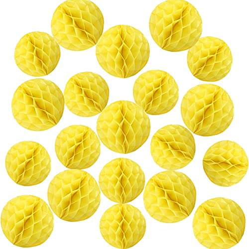 YLY's love Papier Wabenball Dekoration 20 Stück 10cm 15cm Honeycomb Balls pompom Deko zum Aufhängen Dekor für Geburtstag Hochzeitsfest Party Brautduschen Wohnungdeko (10cm ,15cm-Gelb)