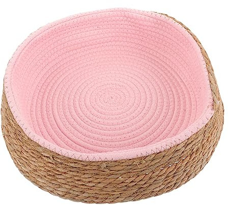 FRCOLOR Rattan Pet Nest Woven Cat Basket Bed for Dogs and Cats Natural Material for Indoor Sleeping