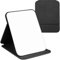 WISYOK Reisespiegel Klappbar, Tischspiegel mit Mehrfach-Standwinkel, Klappspiegel mit Schwarz PU-Leder, Super HD Schminkspiegel, Handspiegel, Kompaktspiegel, Kosmetikspiegel, Spiegel Klein - 16x12cm