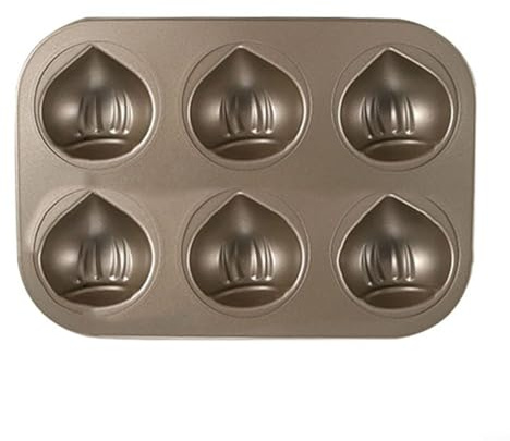 Zoegneer Champagner-Gold-Kuchenform, Kastanienform, zarte Madeleine-Backform, DIY-Backformen (6 Löcher)