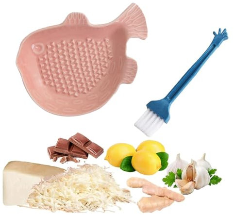 KHDULQ Set Grattugia in Ceramica Rosa per Mela, Frutta, Neonato, Aglio, Pesce, Zenzero, Noce Moscata - per Cucina Familiare